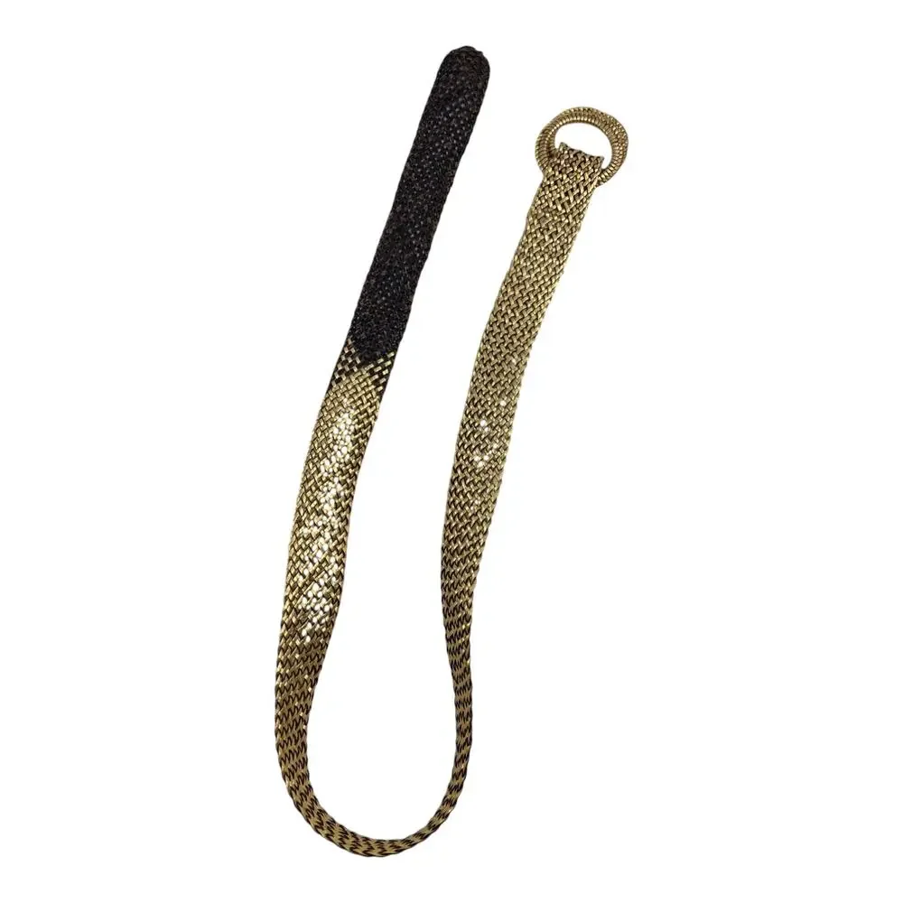 Vintage J. Crew Boho Retired Metallic Gold Woven Braided Leather Belt 42” S/M - Picture 4 of 5